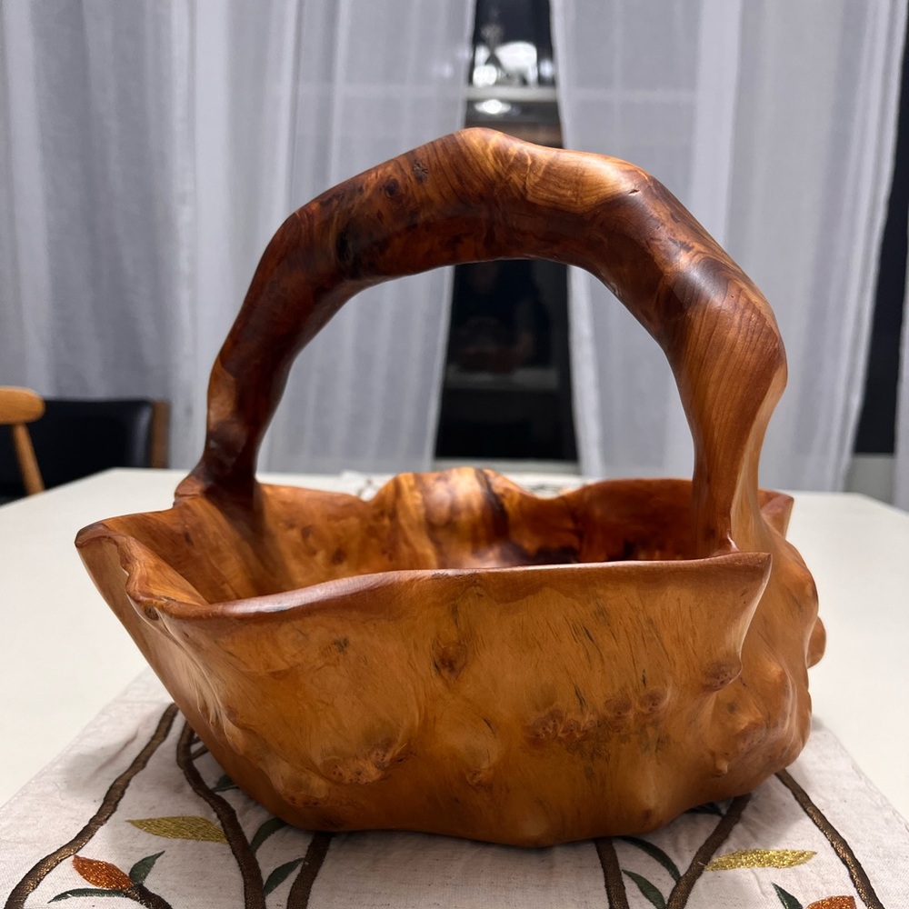 Carved Wood Basket